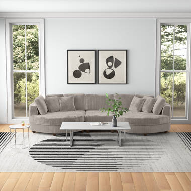 3 piece clearance curved sectional sofa